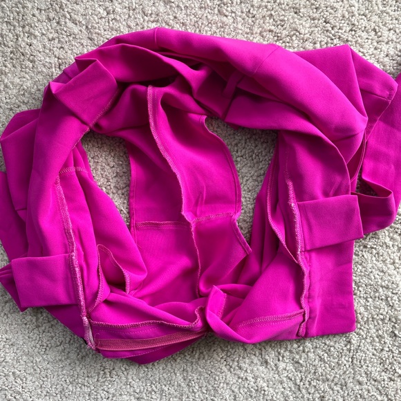 TCEC Fuchsia Pink Paper Bag Shorts Small High Waist Pockets Front Tie Flowy Bow - Picture 9 of 11